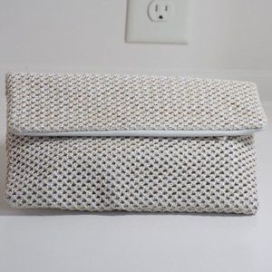 Vintage White Woven Clutch